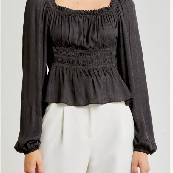 Melrose & Market Women's Red Long Sleeve Peplum Top - Picture 10 of 12